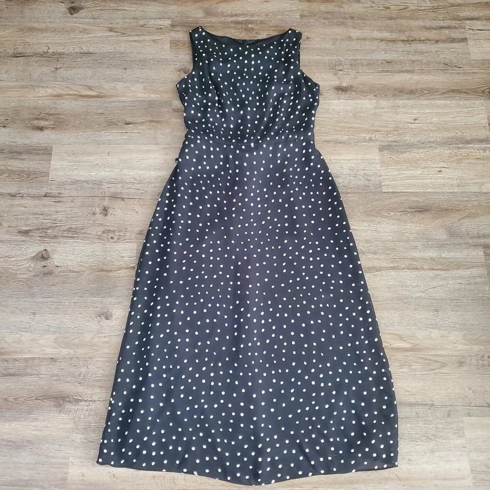 Vtg Black & White Polka Dot Dress